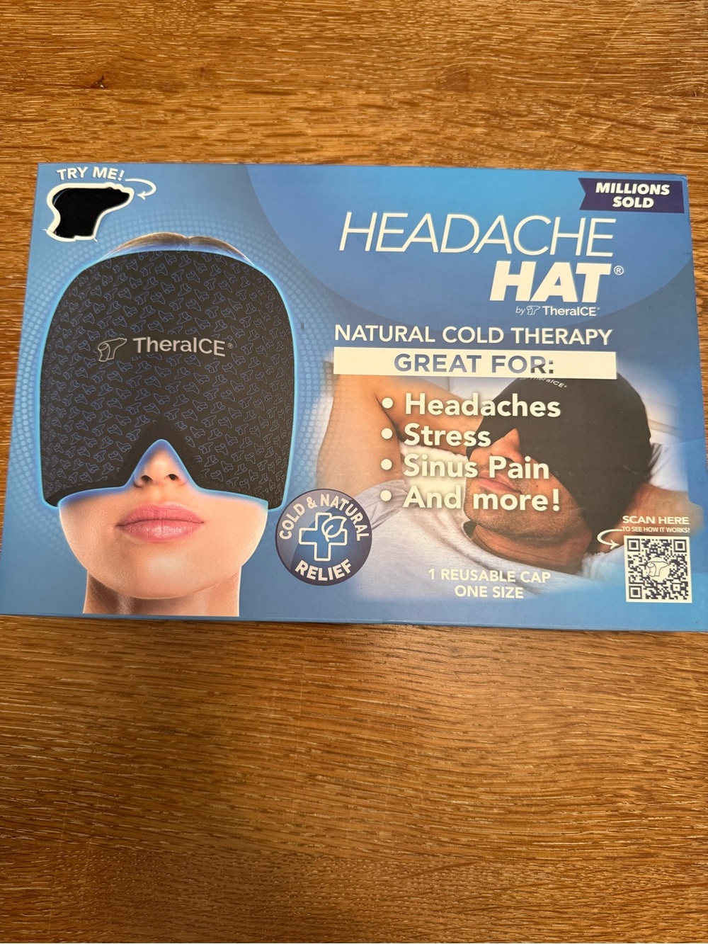 Headache Hat Cold Therapy Cap - Black/Blue
